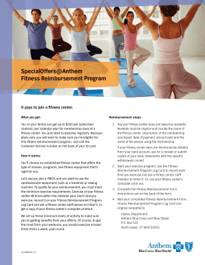  Anthem Gym Reimbursement Form 2007