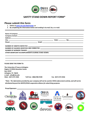 Safety Stand Down Template  Form