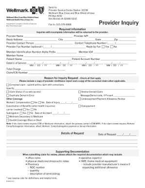 Wellmark Subrogation Department  Form