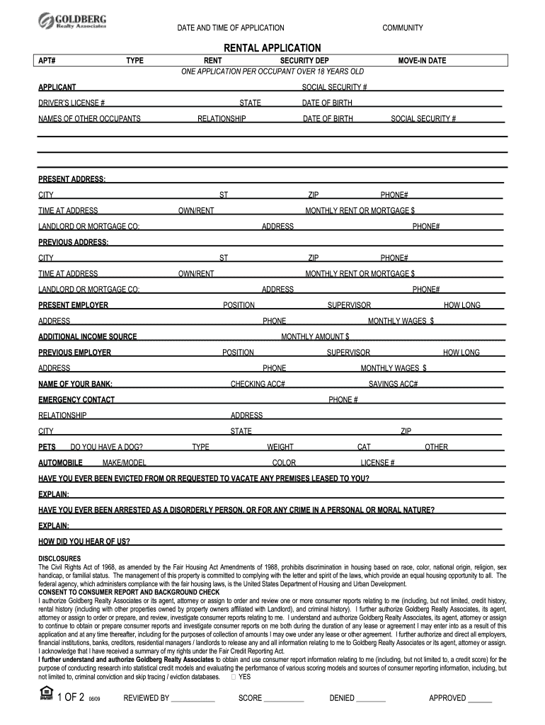 Get and Sign Goldberg Realty Application 2009-2022 Form