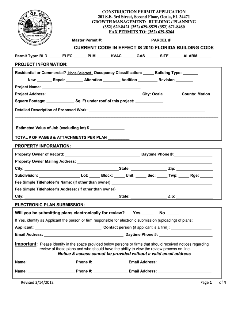  Cityofocala Permit Form 2012-2024