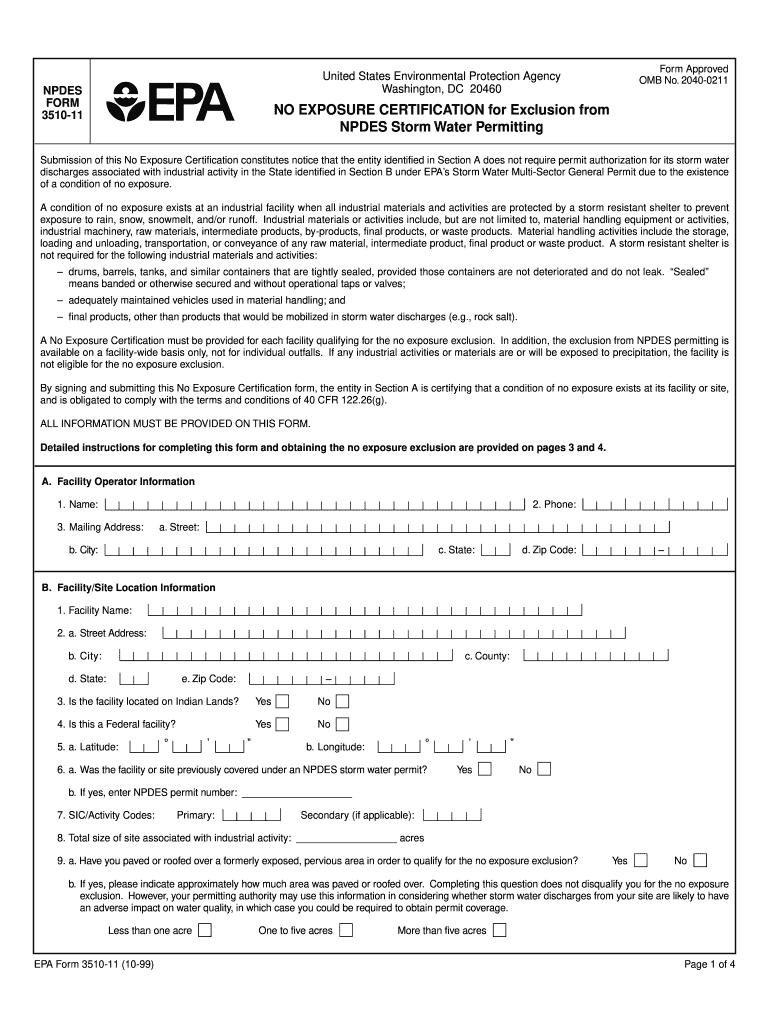  Epa Form 3510 11 1999