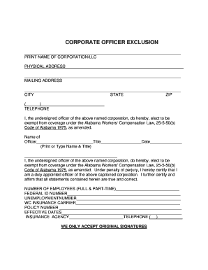  Alabama Workers Comp Exemption Form 2006-2024
