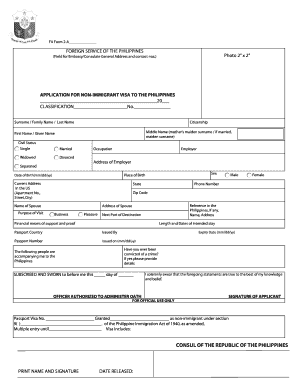 Non Immigrant Visa Embassy of the Philippines Experiencephilippines  Form