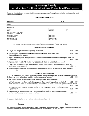Lycoming County Homestead Exclusion Form