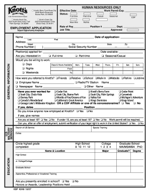 Knott&#039;s Berry Farm Employment Center  Form