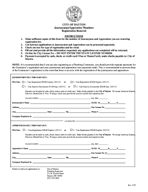 City of Dayton Ohio Journeyman Registration Form
