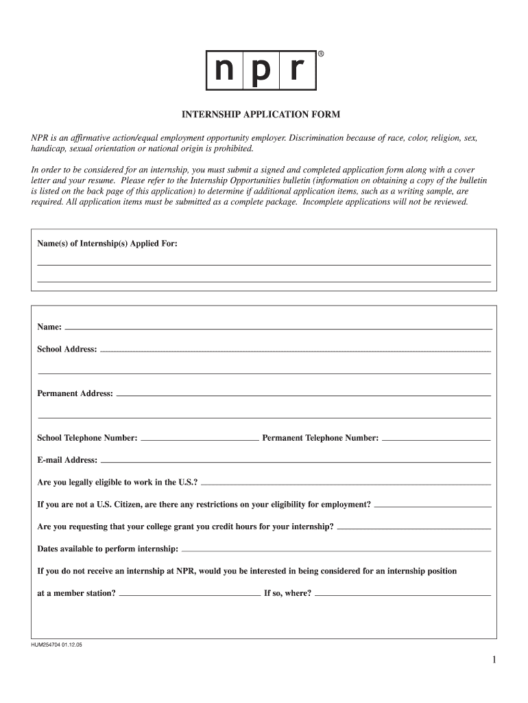 Get and Sign Npr Application Form 2005-2022
