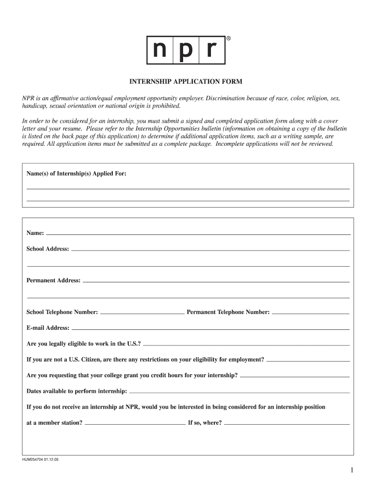  Npr Application Form 2005-2024