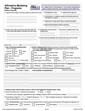 Dc Dhcd Affirmative Marketing Plan Form