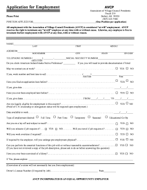 Avcp Jobs  Form