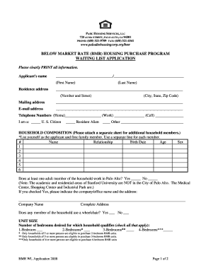 Application Palo Alto Housing Corporation Paloaltohousingcorp  Form