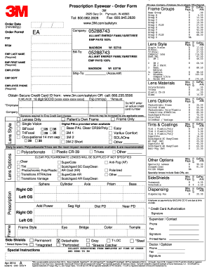 Hoya Safety Glasses Order Form