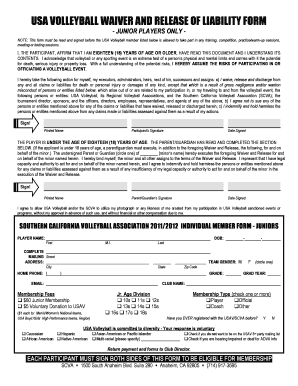 Volleyball Waiver Form