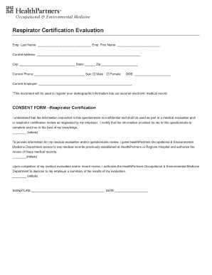 Sample Osha Respiratory Program Evaluation  Form