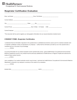 Sample Osha Respiratory Program Evaluation  Form