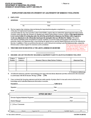 Cal Osha 161 Form