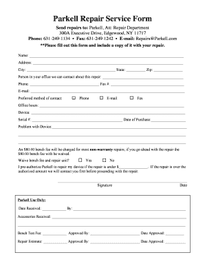 Parkell Repair  Form