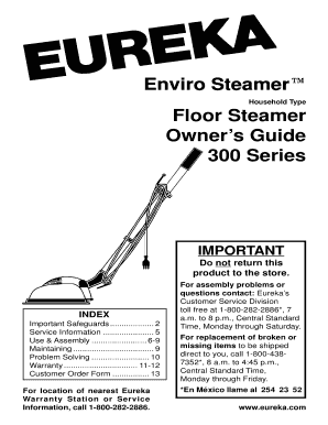 Eureka Enviro Steamer  Form