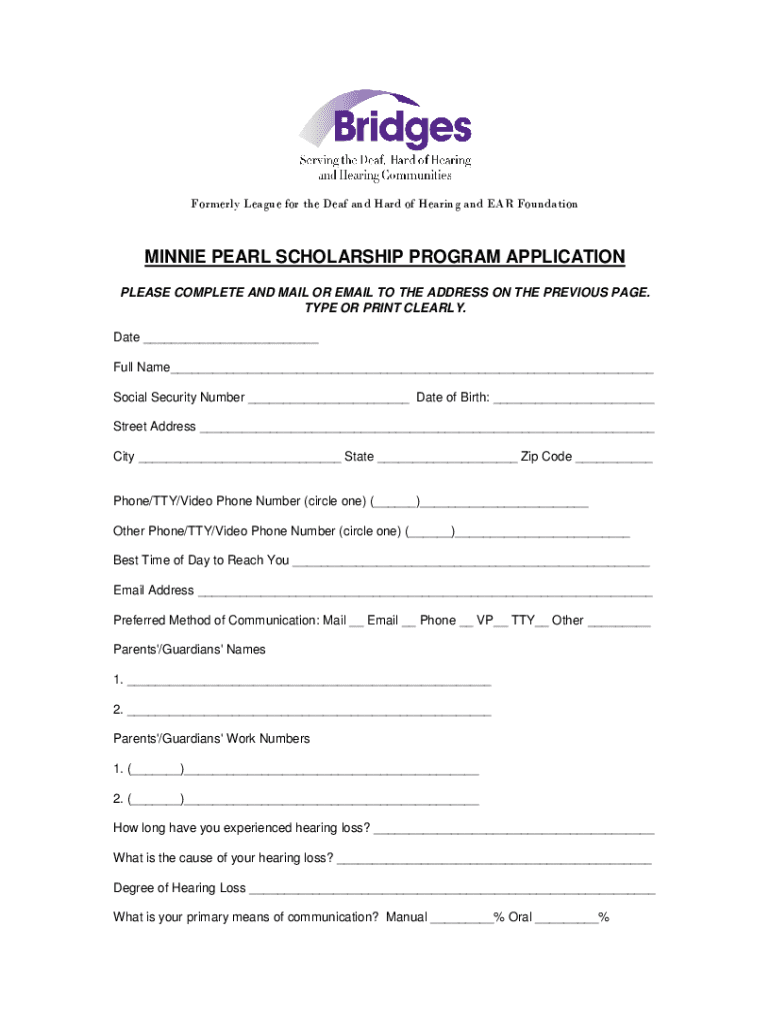 Minnie Pearl Scholarship  Form