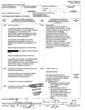 2567 Plan of Correction Example  Form