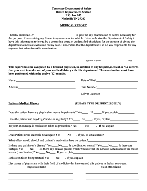 Tennessee Driver Improvement  Form