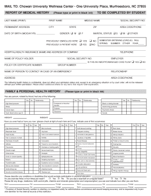 Chowan University Wellness Center Fax Number Form