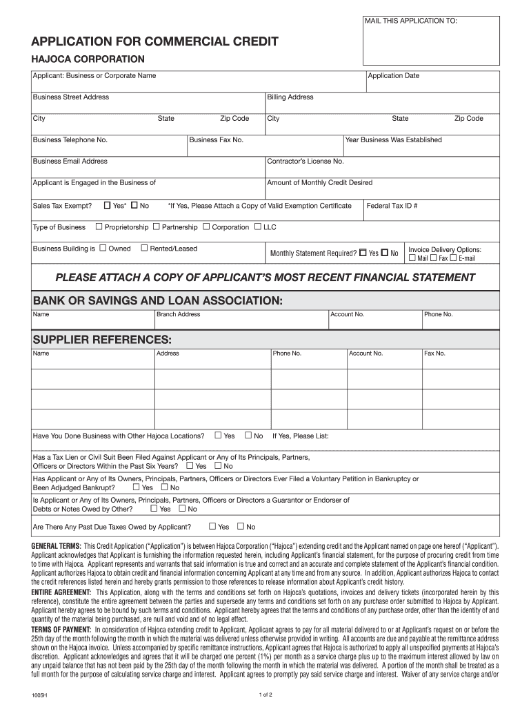 Commercial Rental Credit Application Form