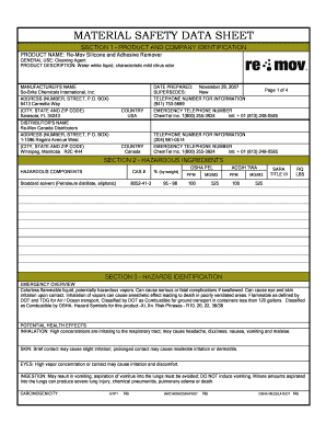 Printable Msds Sheets Online PDF  Form