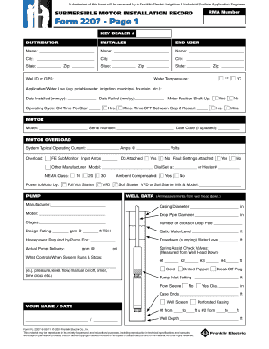 Form 2207 Franklin Electric Fill in