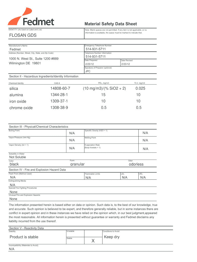 Blank Msds Template Word  Form