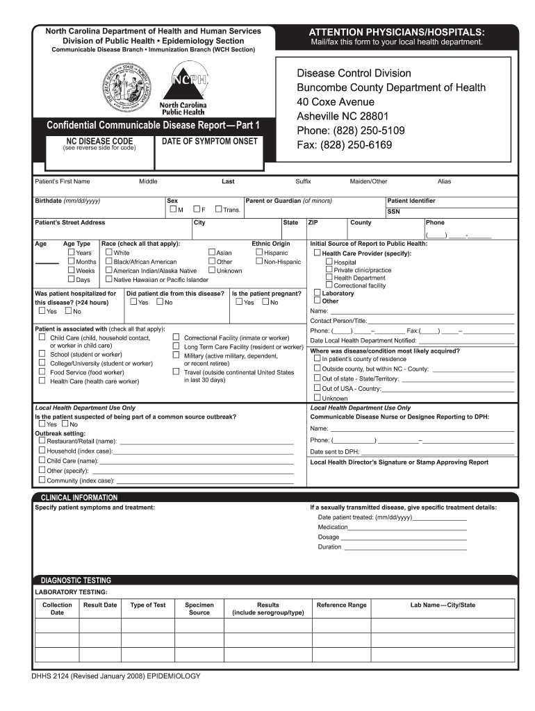 Get and Sign Confidential Communicable Disease Report Part 1 Form 2016-2022