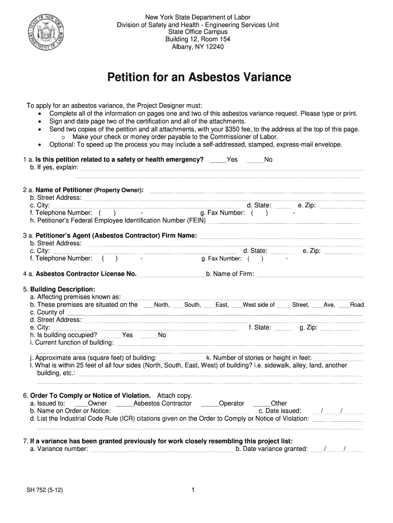 Get and Sign Asbestos Variance 2012-2022 Form