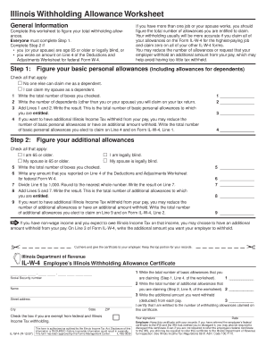 Illinois Withholding Allowance Worksheet Example  Form