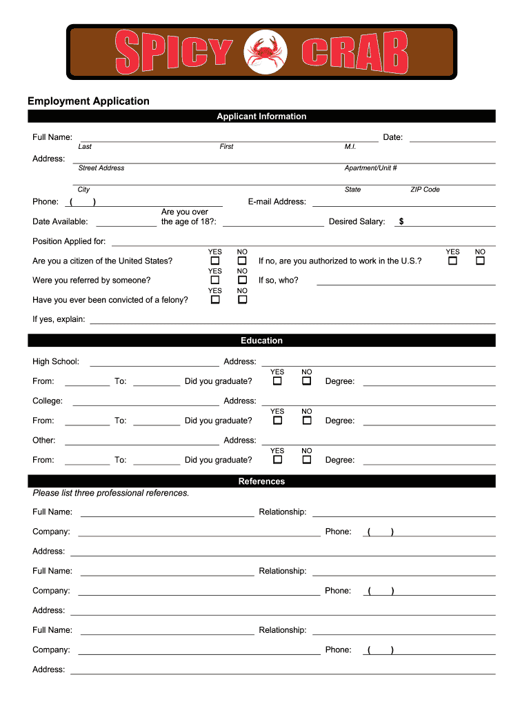 Boiling Crab Application  Form