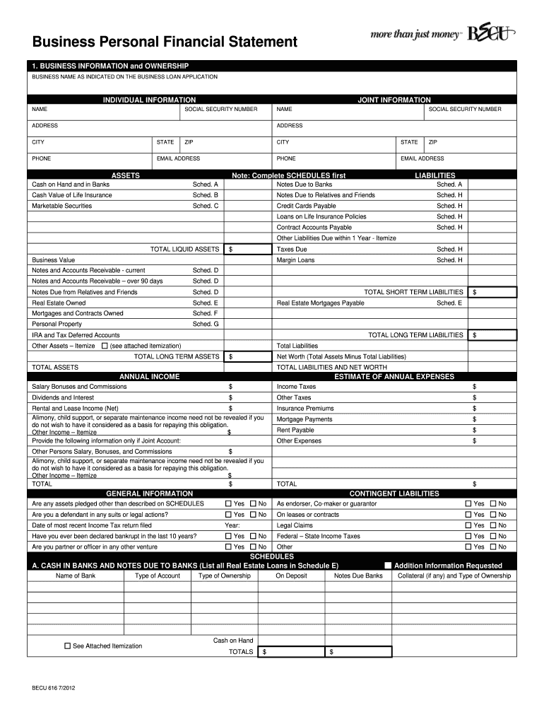 Schedule of Real Estate Owned Becu  Form