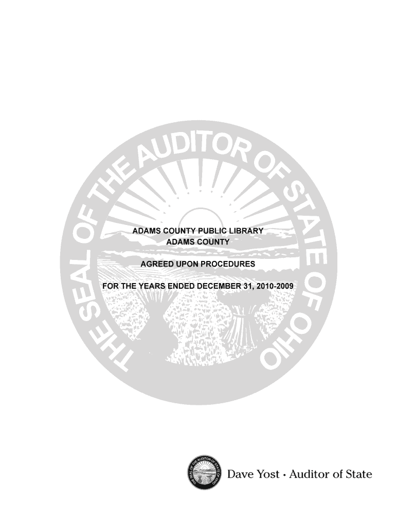 Adams County Public Library Adams County Agreed Upon Procedures Auditor State Oh  Form