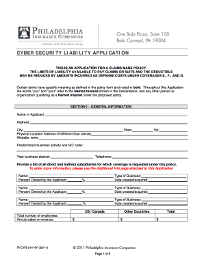 Cyber Security Liability Application Form