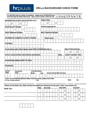 Hr Plus Background Check  Form