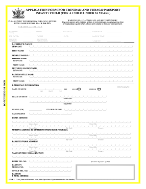 Immigration Forms Printable under 16 Years of Age