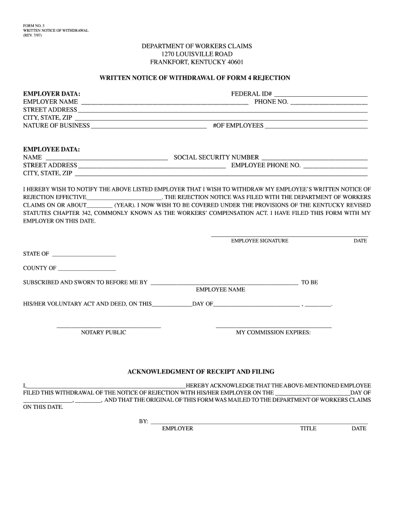 Kentucky Form 4 Waiver