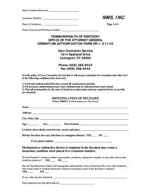 Cremation Authorization Form PDF