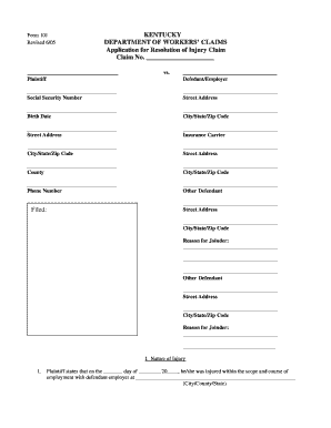 Application for Resolution of Injury Claim Form