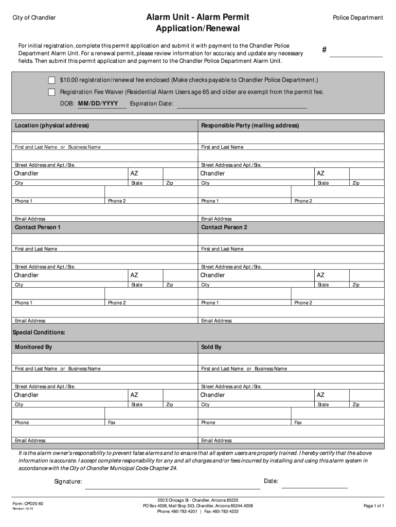  Alarm Permit Chandler Arizona 2010-2024