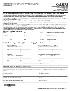 Strs Verification for Employer Approved Leaves  Form