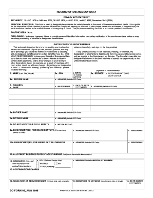 Dd Form 93