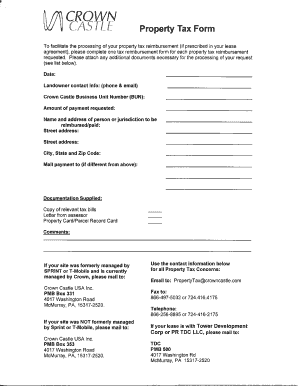 Crown Castle Property Tax Form