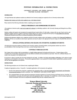  Western Illinois University Housing Petition Form 2009-2024