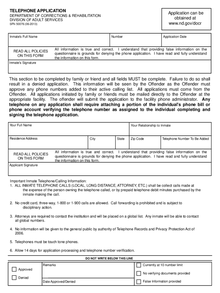 Nd Docr Phone Application  Form
