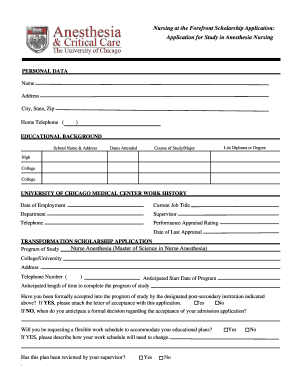 Anesthesiologist Application  Form
